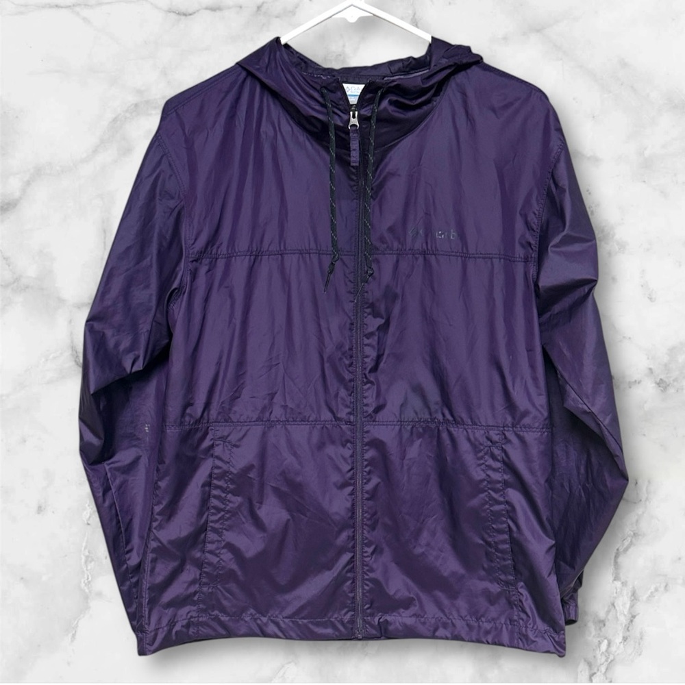 Columbia Deep Purple Windbreaker size medium zipper front hooded
